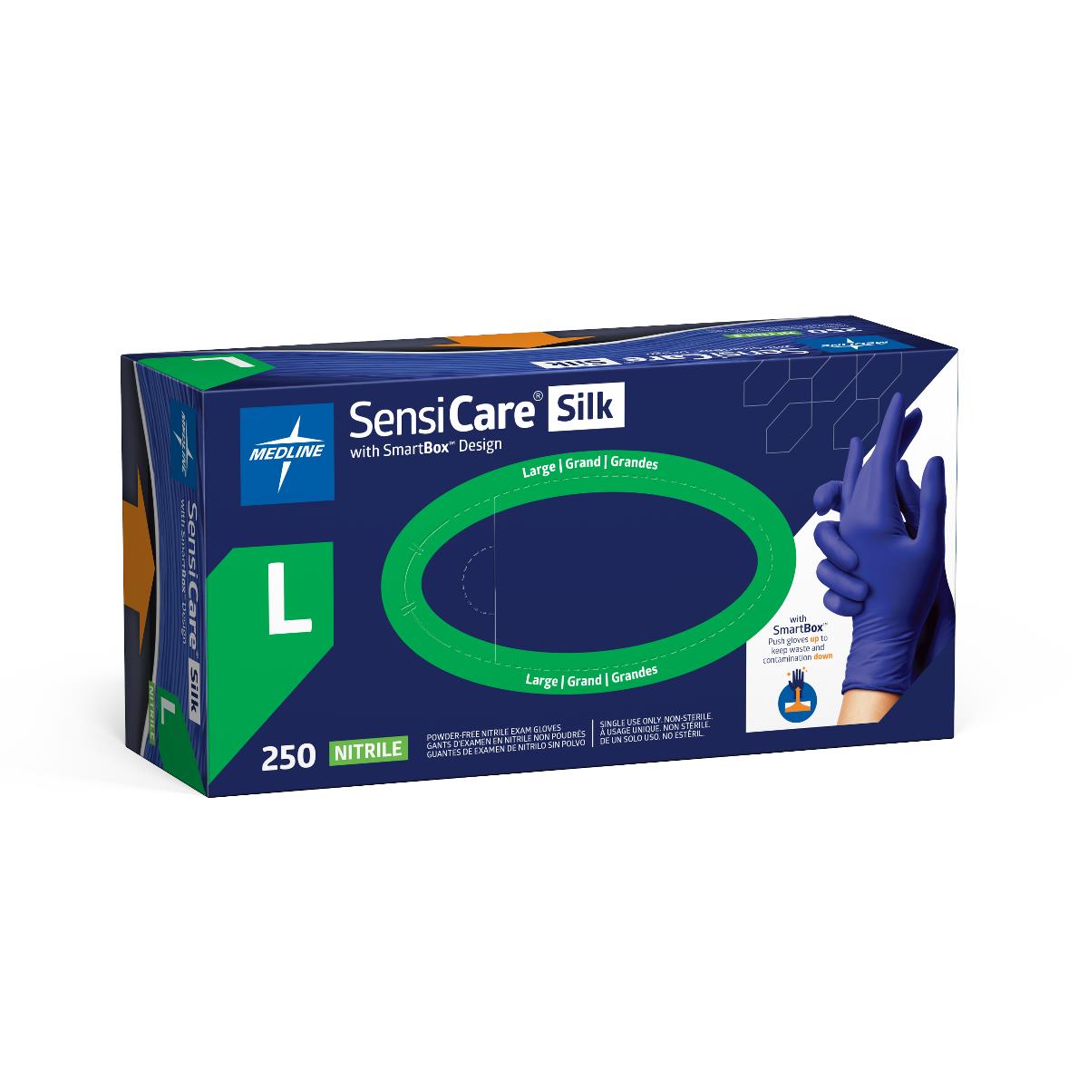 SensiCare Silk Powder-Free Nitrile Exam Gloves with SmartBox Design
