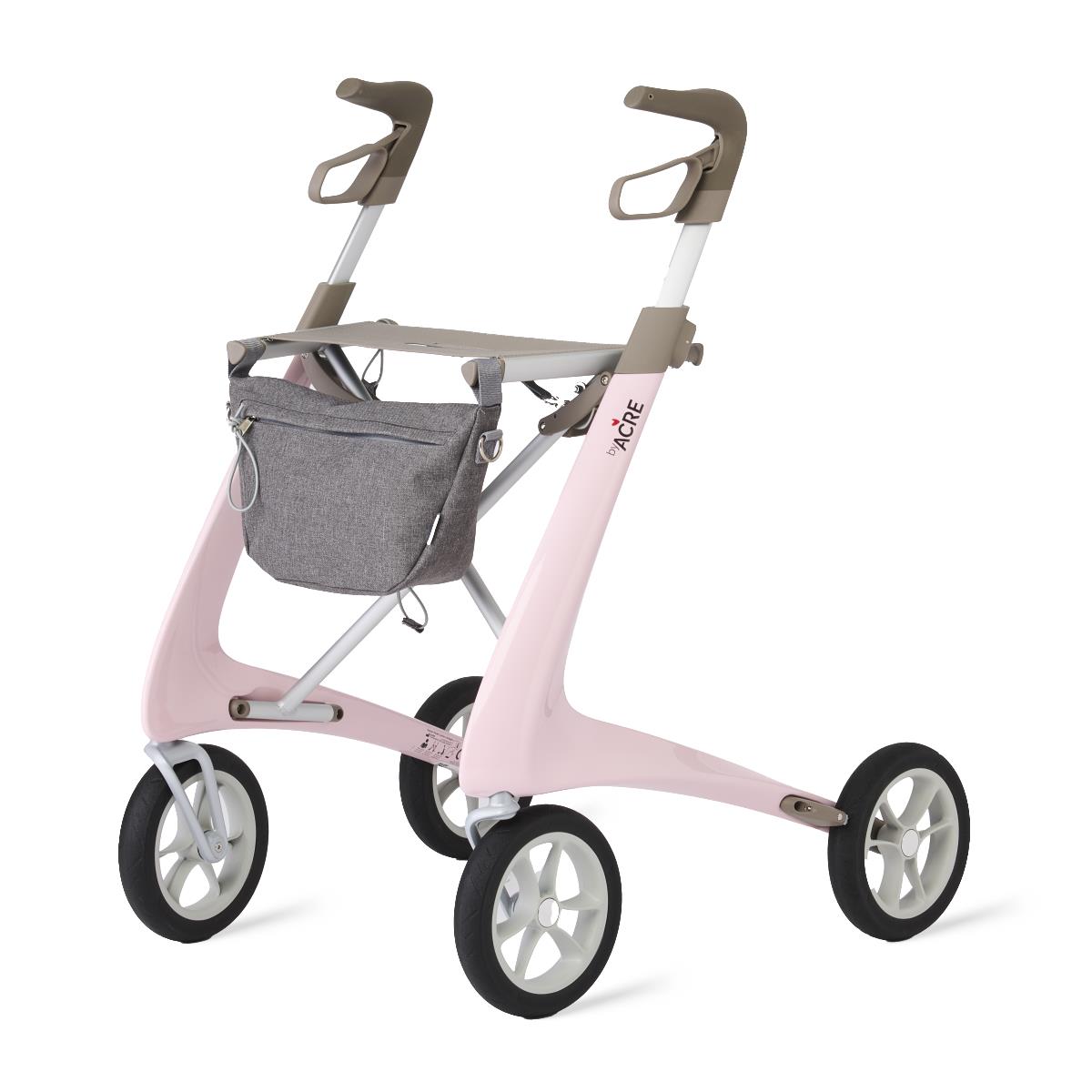 Byacre Carbon Ultralight Rollator, user pushing it comfortably outdoors.