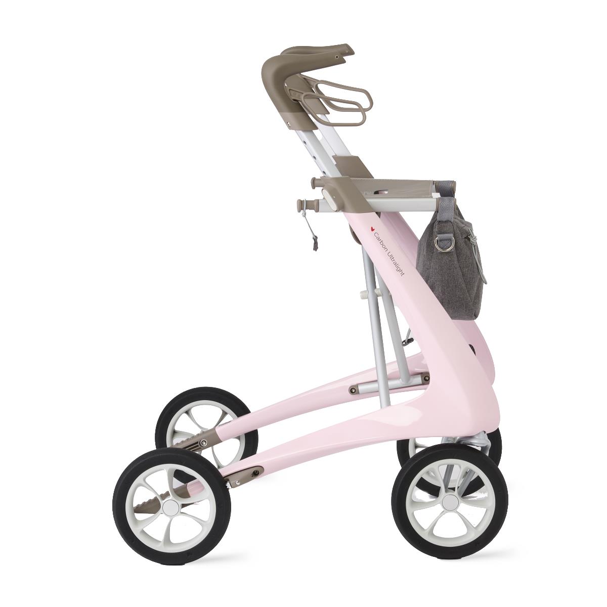 Byacre Carbon Ultralight Rollator, showcasing the integrated storage bag.