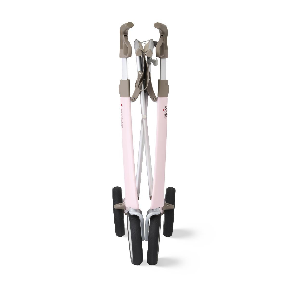 Byacre Carbon Ultralight Rollator, folded for compact storage and transport.