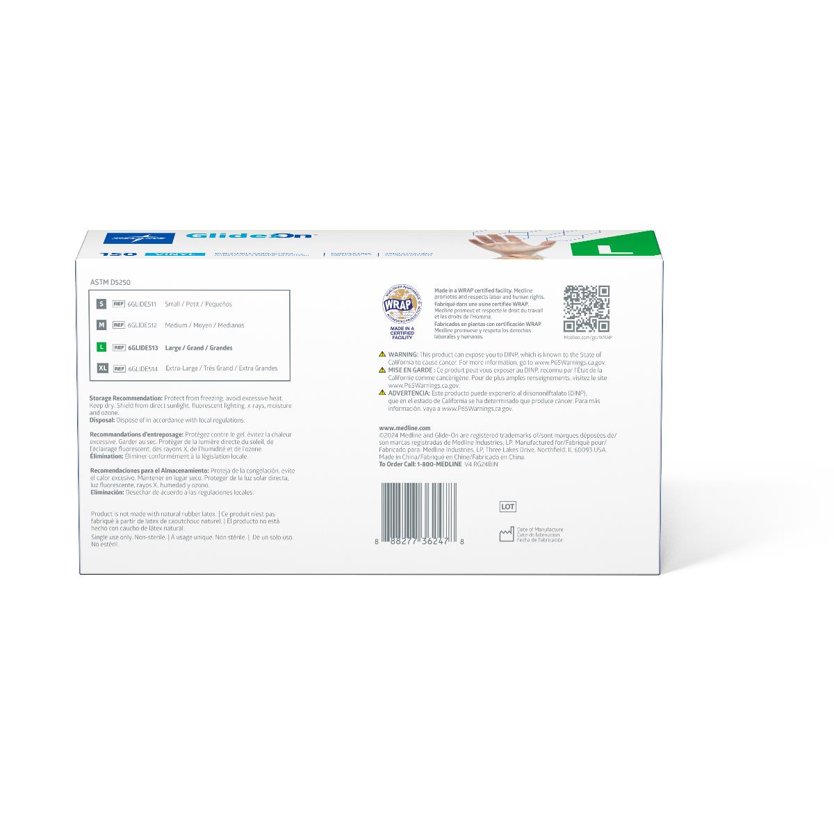 Glide-On Powder-Free Vinyl Exam Gloves - CA Only