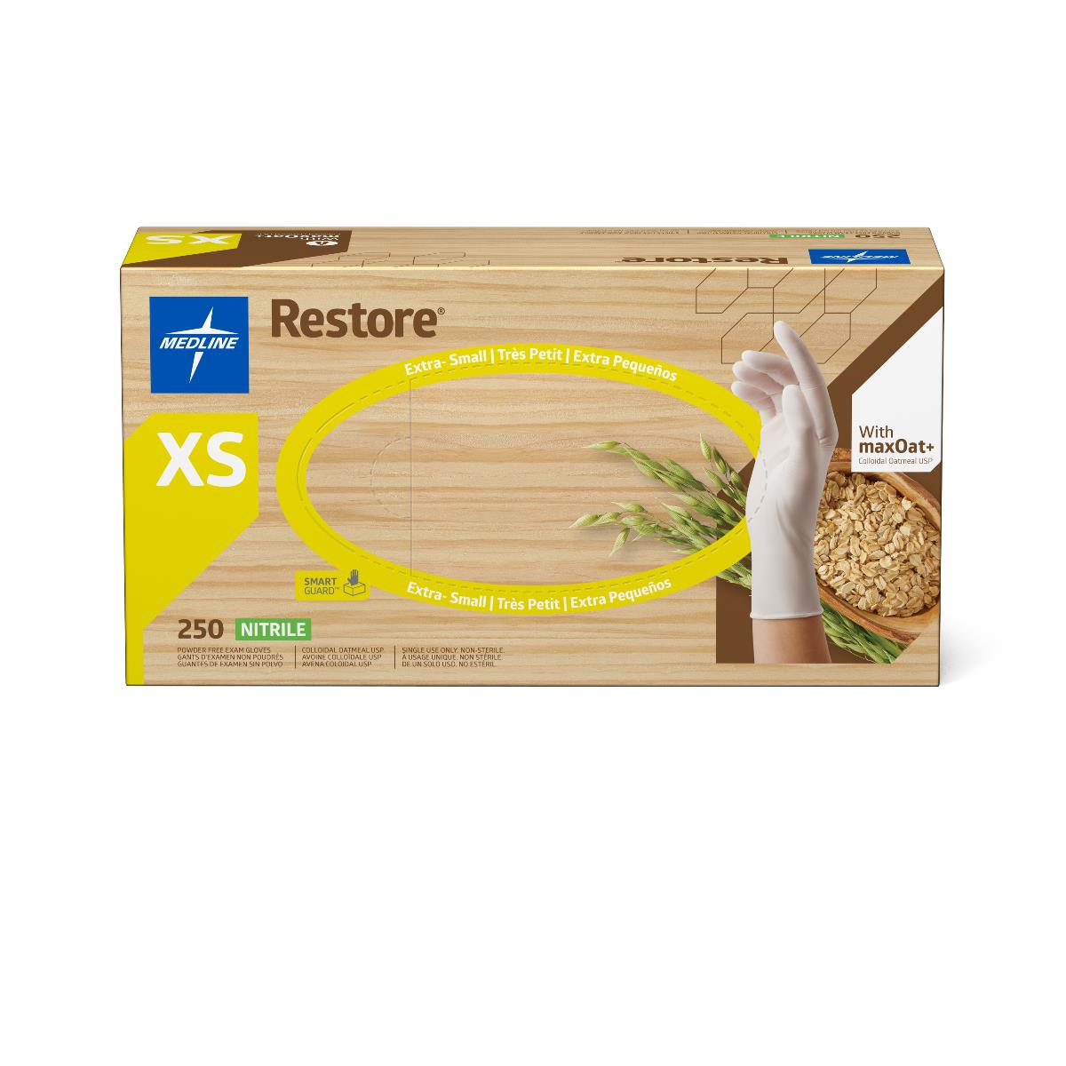 Restore Powder-Free Nitrile Exam Gloves with Oatmeal