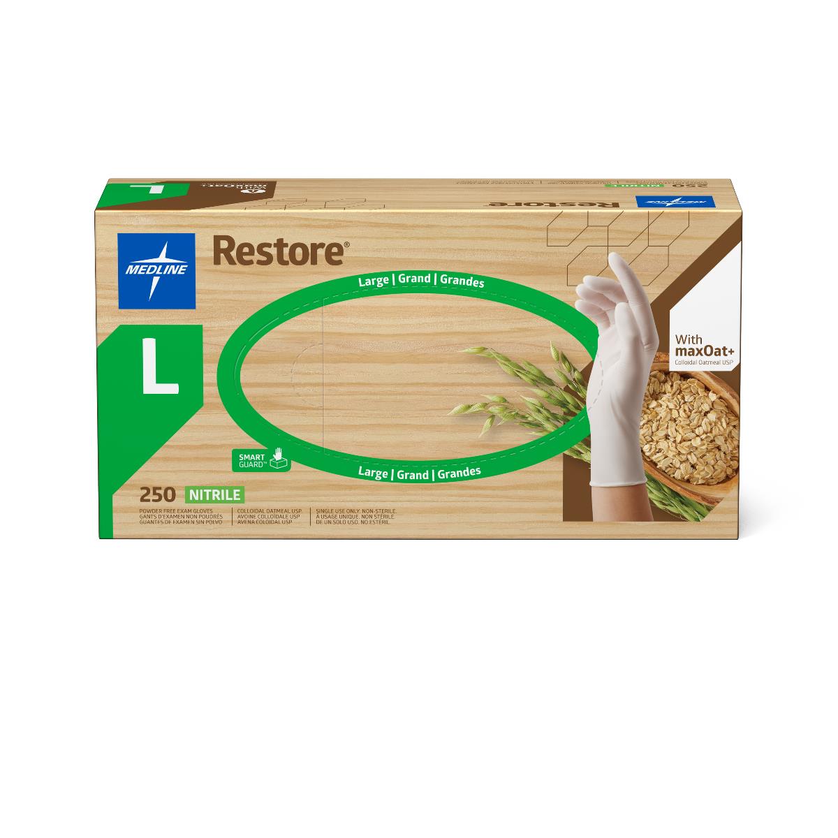 Restore Powder-Free Nitrile Exam Gloves with Oatmeal
