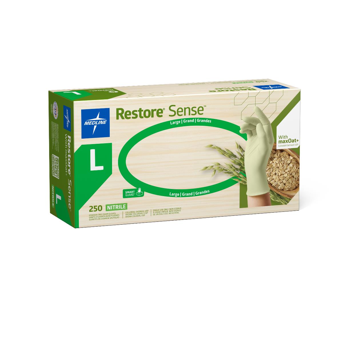 Restore Sense Powder-Free Nitrile Exam Gloves with maxOat+