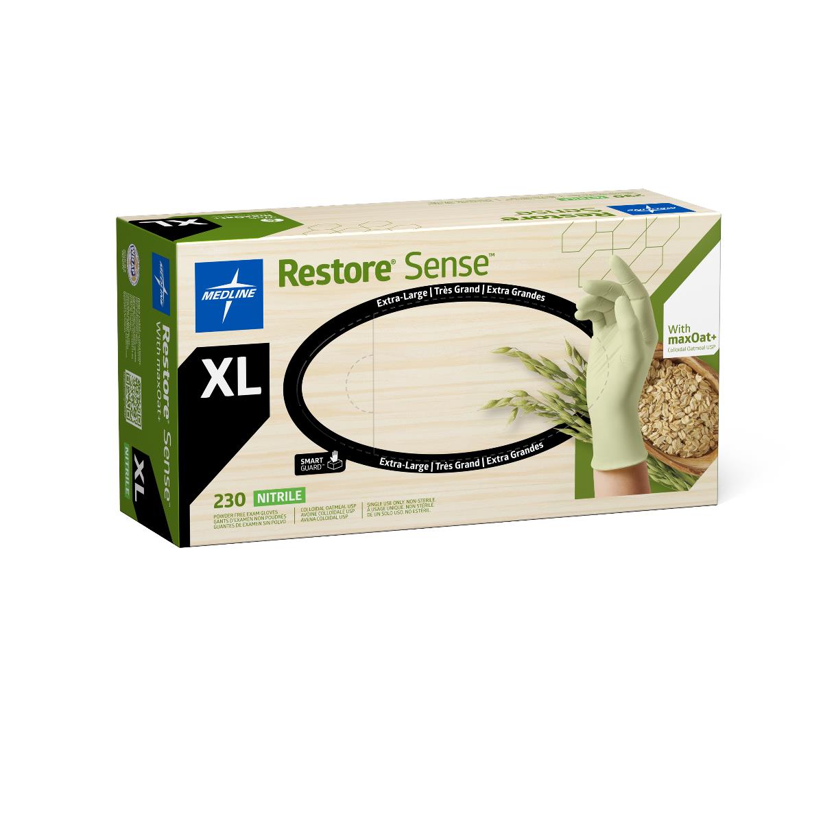 Restore Sense Powder-Free Nitrile Exam Gloves with maxOat+