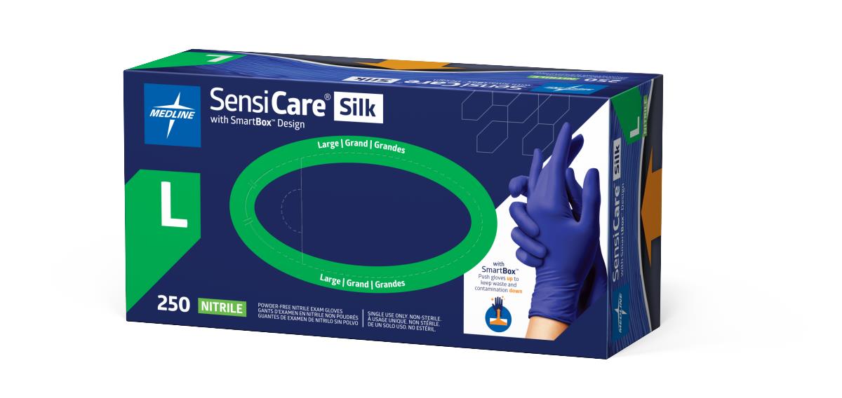 SensiCare Silk Powder-Free Nitrile Exam Gloves with SmartBox Design