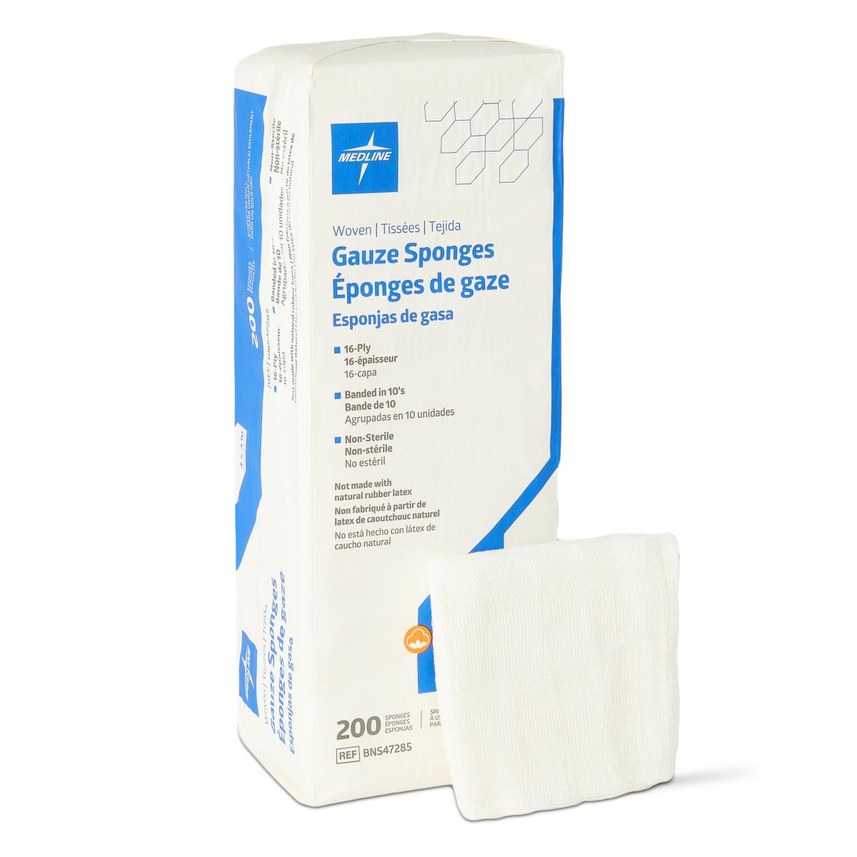 Medline Nonsterile 100% Cotton Woven Gauze Sponges