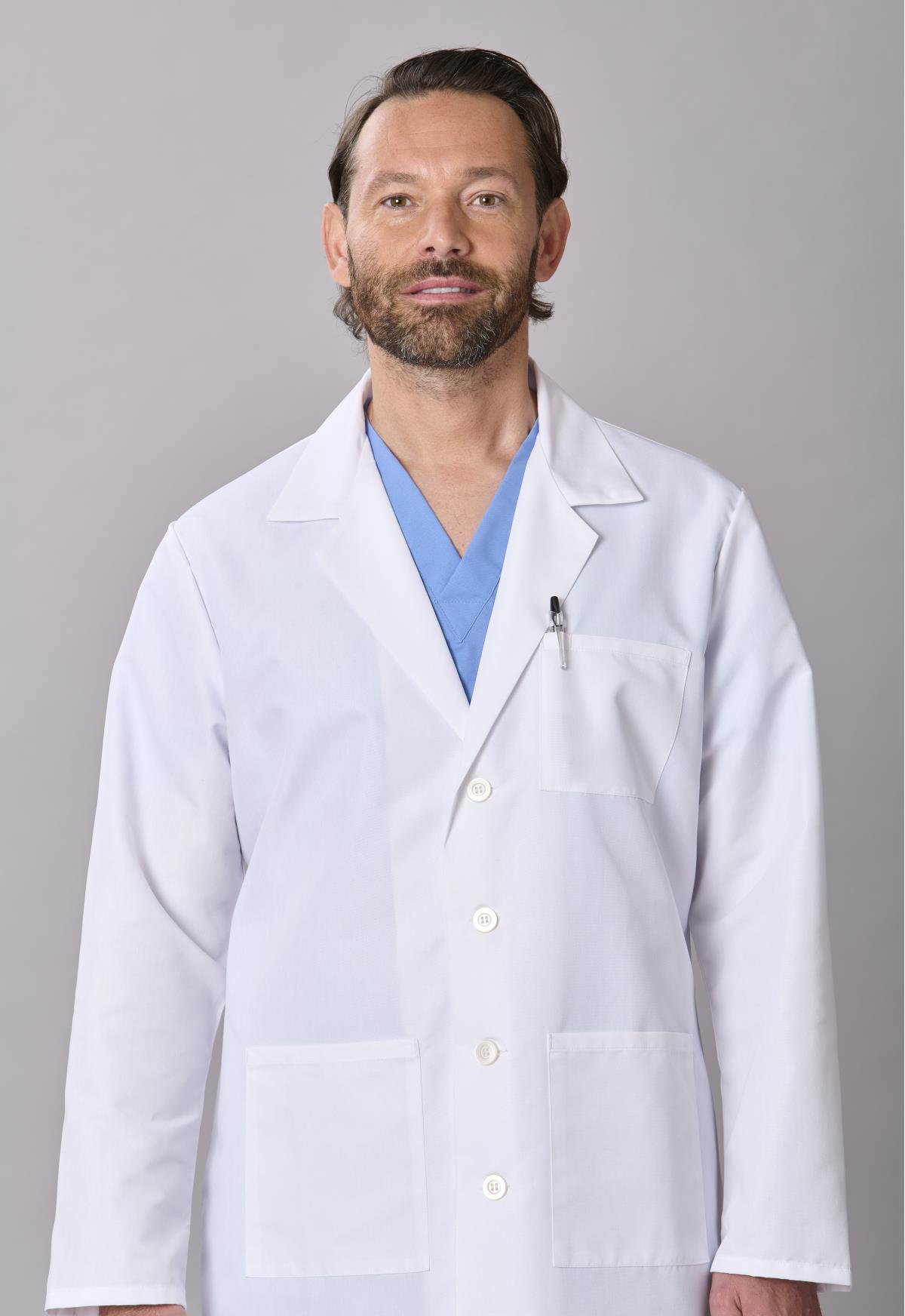 Medline Propel Men's 4-Pocket Staff-Length Lab Coats
