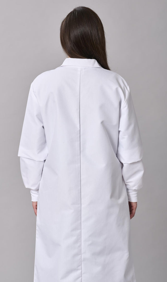 Medline Propel Unisex 4-pocket Full-length Lab Coat With Knit Cuffs - BeHope