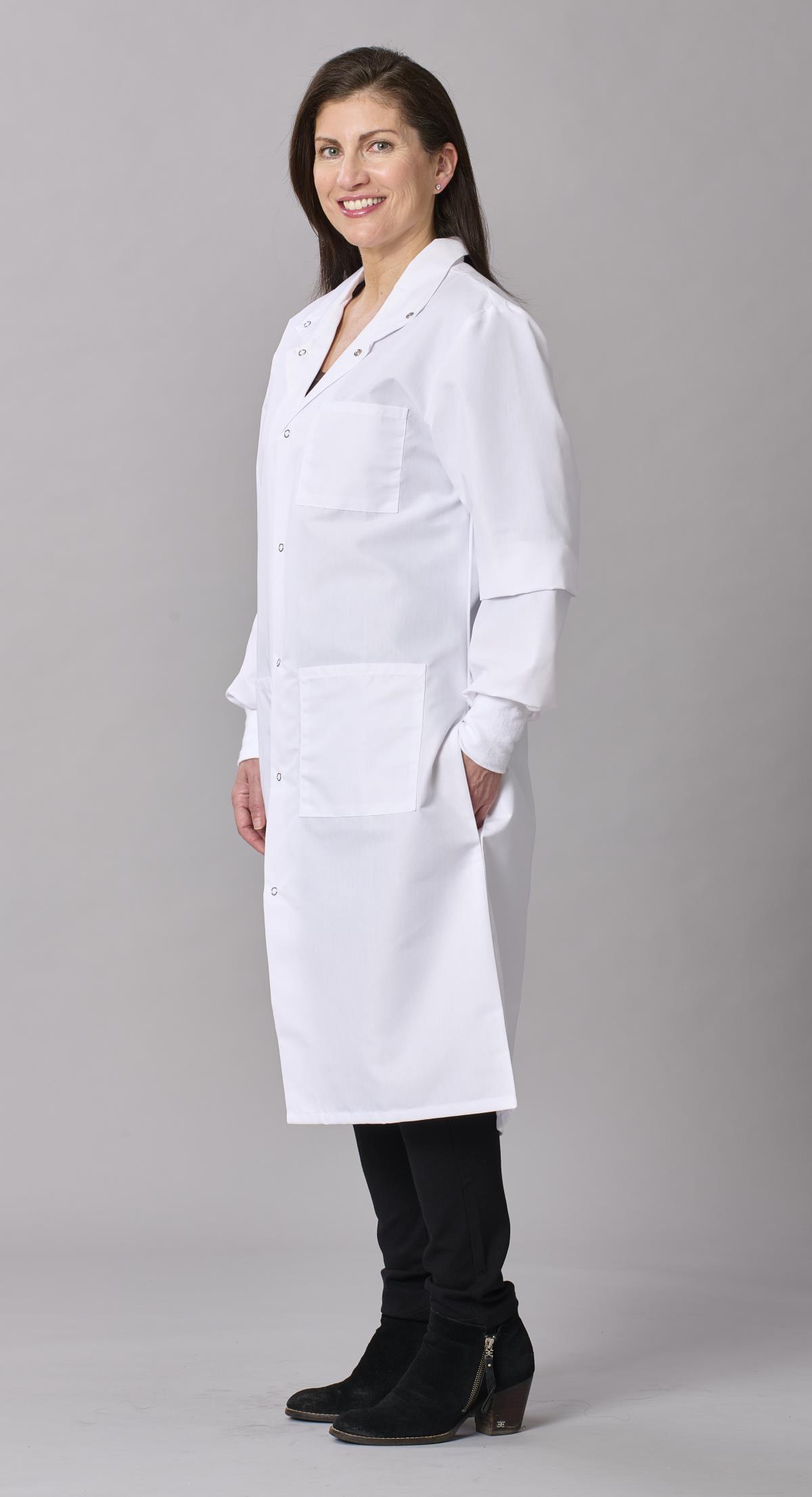 Medline Propel Unisex 4-Pocket Full-Length Lab Coat with Knit Cuffs