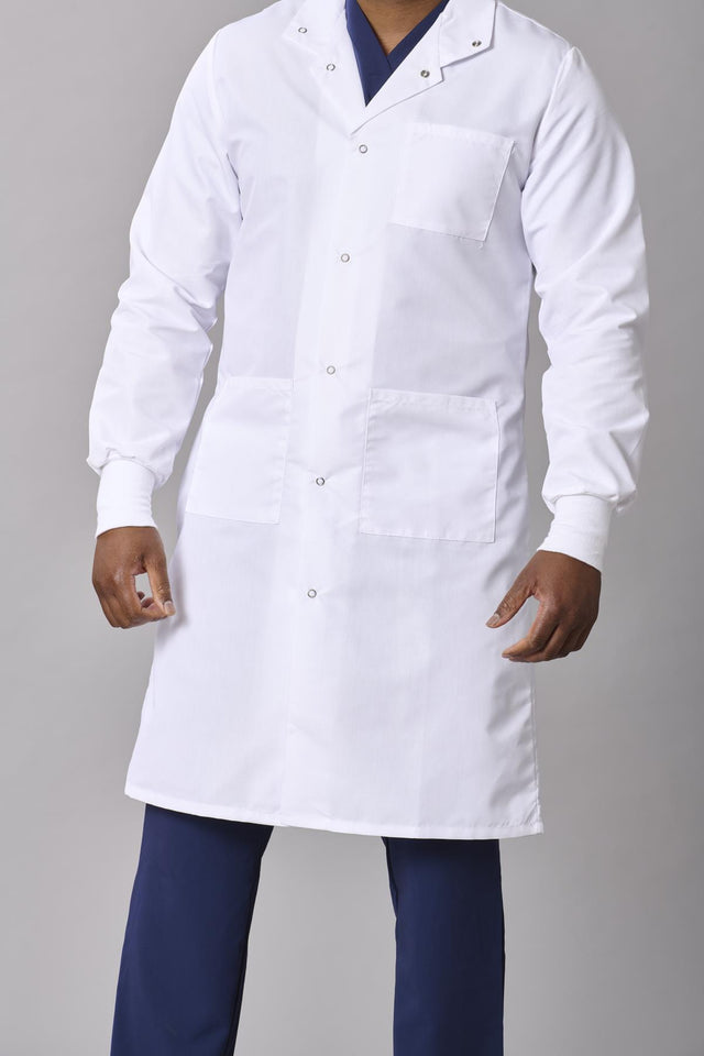 Medline Propel Unisex 4-pocket Full-length Lab Coat With Knit Cuffs - BeHope