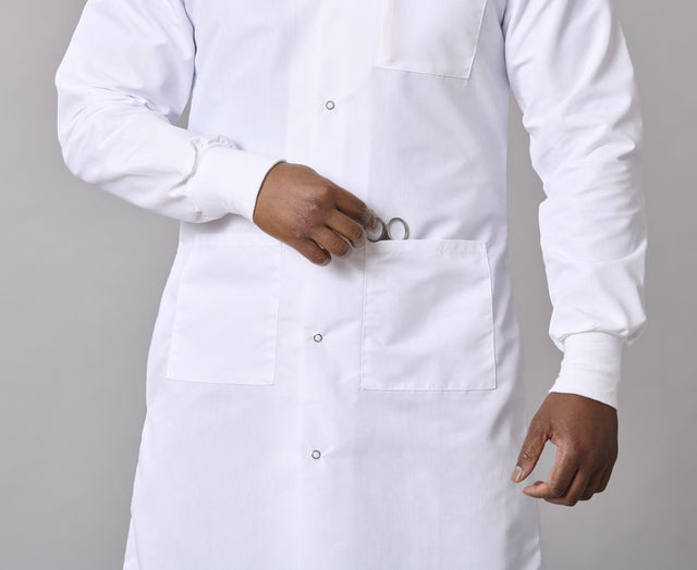 Medline Propel Unisex 4-pocket Full-length Lab Coat With Knit Cuffs - BeHope