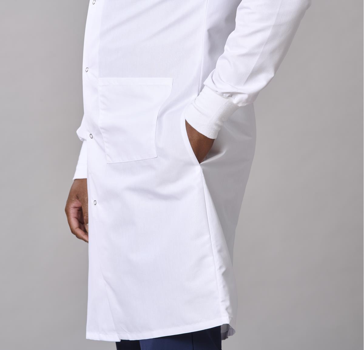 Medline Propel Unisex 4-Pocket Full-Length Lab Coat with Knit Cuffs