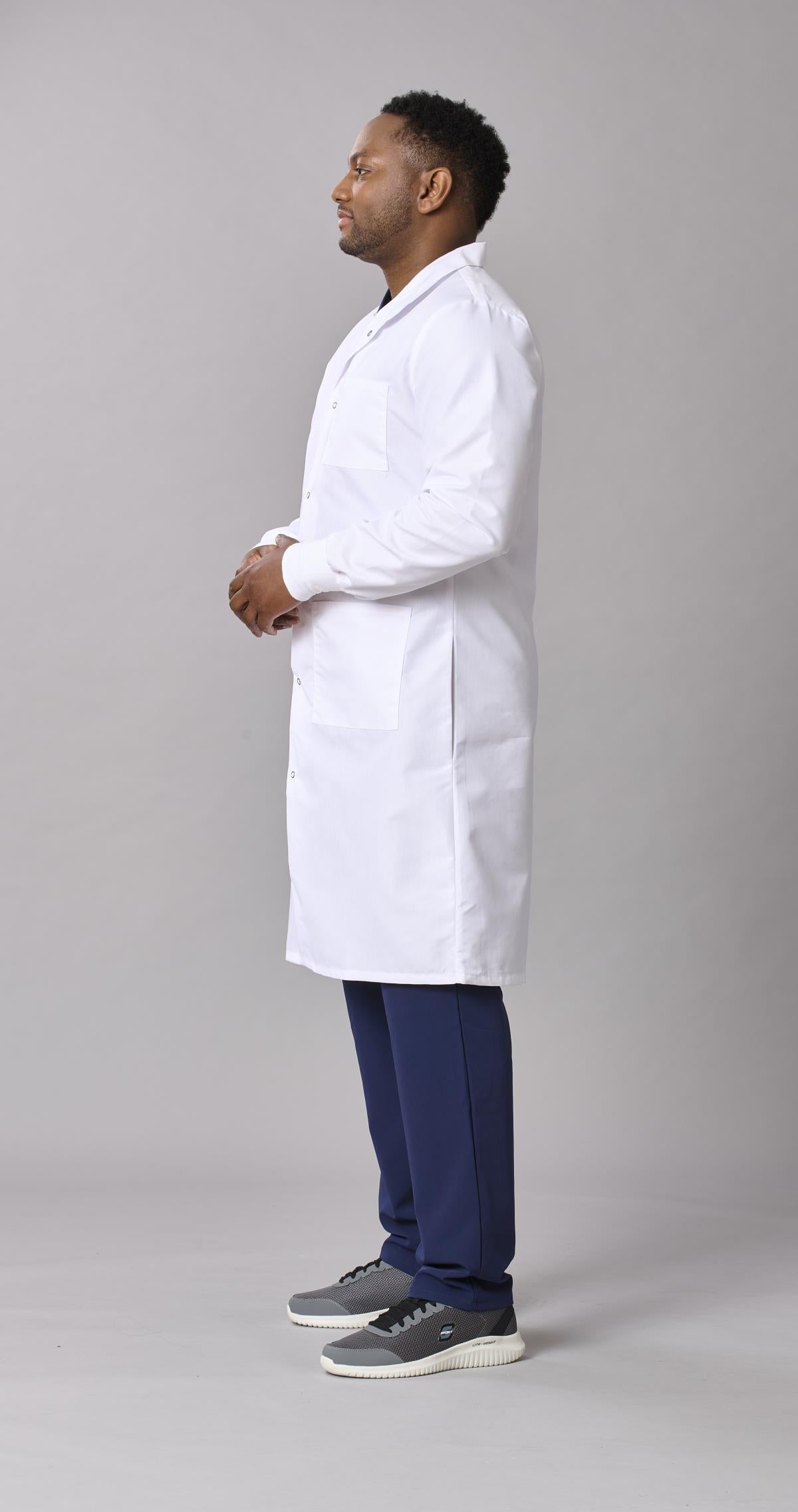 Medline Propel Unisex 4-Pocket Full-Length Lab Coat with Knit Cuffs