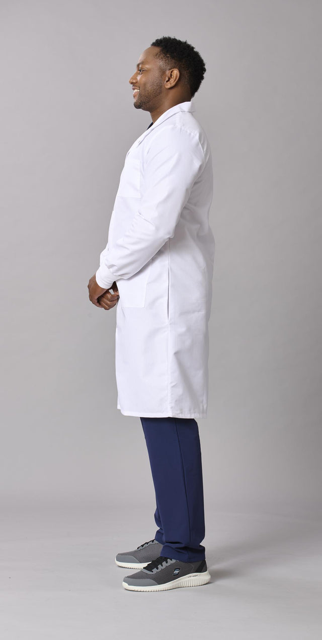 Medline Propel Unisex 4-pocket Full-length Lab Coat With Knit Cuffs - BeHope