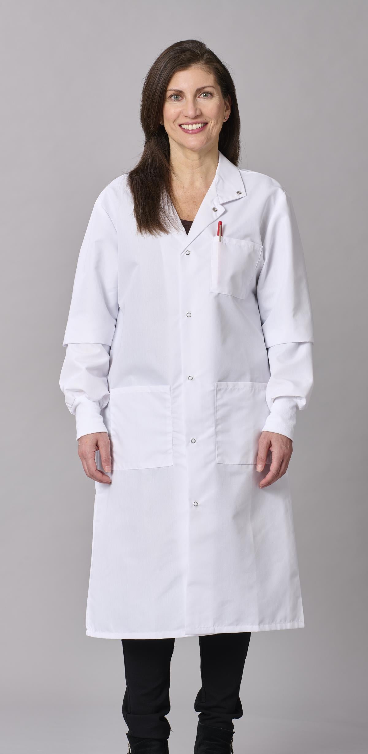 Medline Propel Unisex 4-Pocket Full-Length Lab Coat with Knit Cuffs