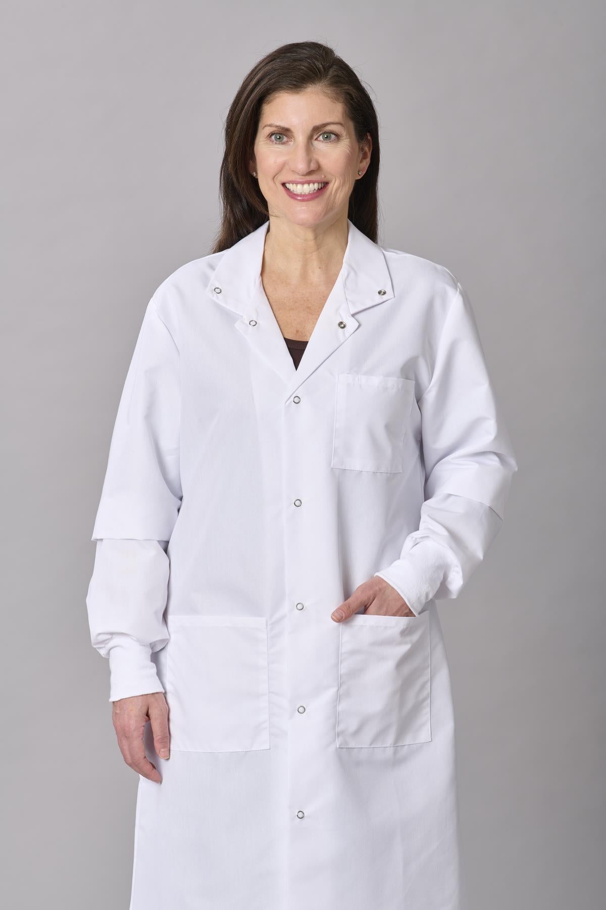 Medline Propel Unisex 4-Pocket Full-Length Lab Coat with Knit Cuffs