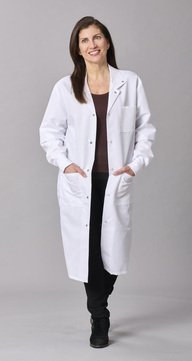 Medline Propel Unisex 4-pocket Full-length Lab Coat With Knit Cuffs - BeHope