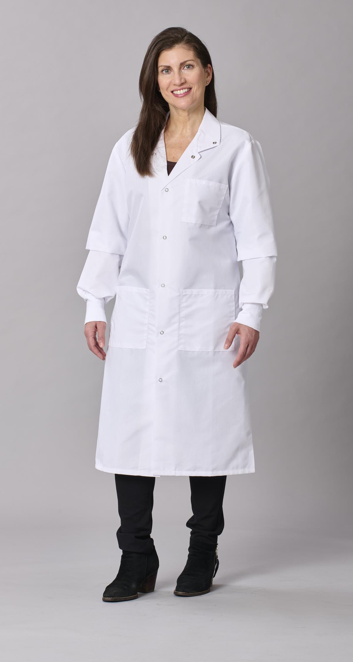 Medline Propel Unisex 4-Pocket Full-Length Lab Coat with Knit Cuffs