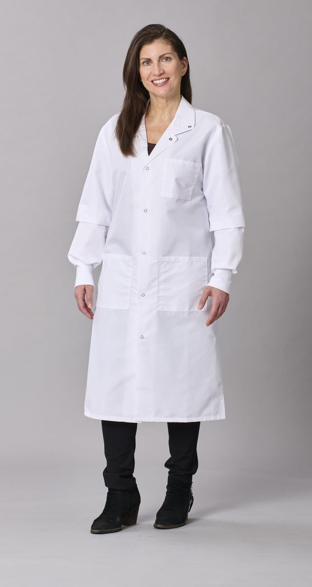 Medline Propel Unisex 4-pocket Full-length Lab Coat With Knit Cuffs - BeHope