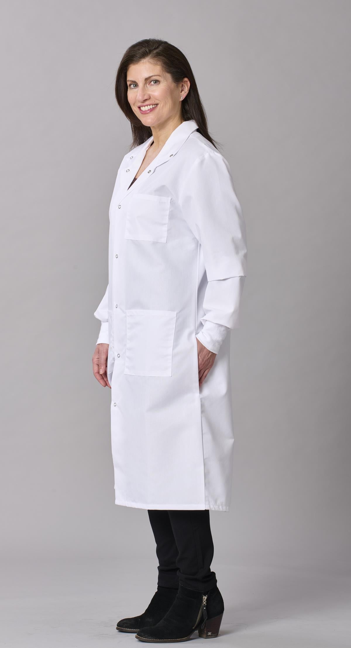 Medline Propel Unisex 4-Pocket Full-Length Lab Coat with Knit Cuffs