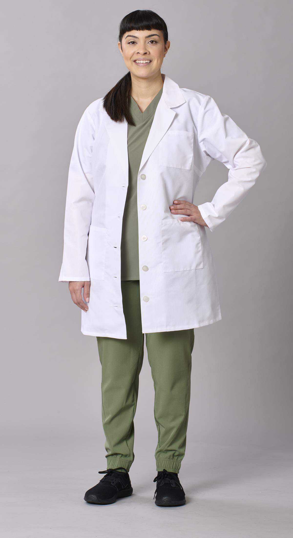 Medline Propel Women's 4-Pocket Staff-Length Lab Coats