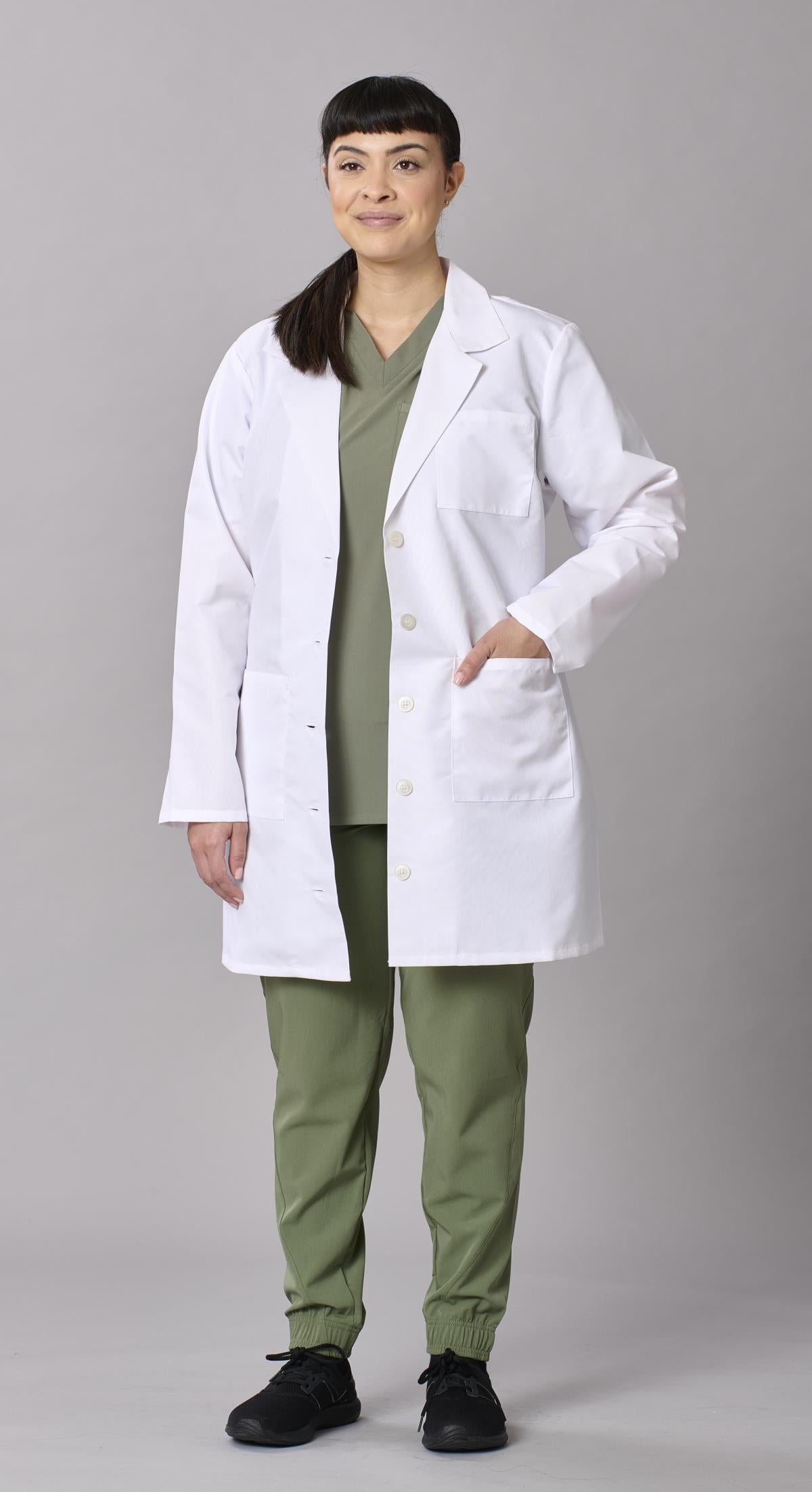 Medline Propel Women's 4-Pocket Staff-Length Lab Coats