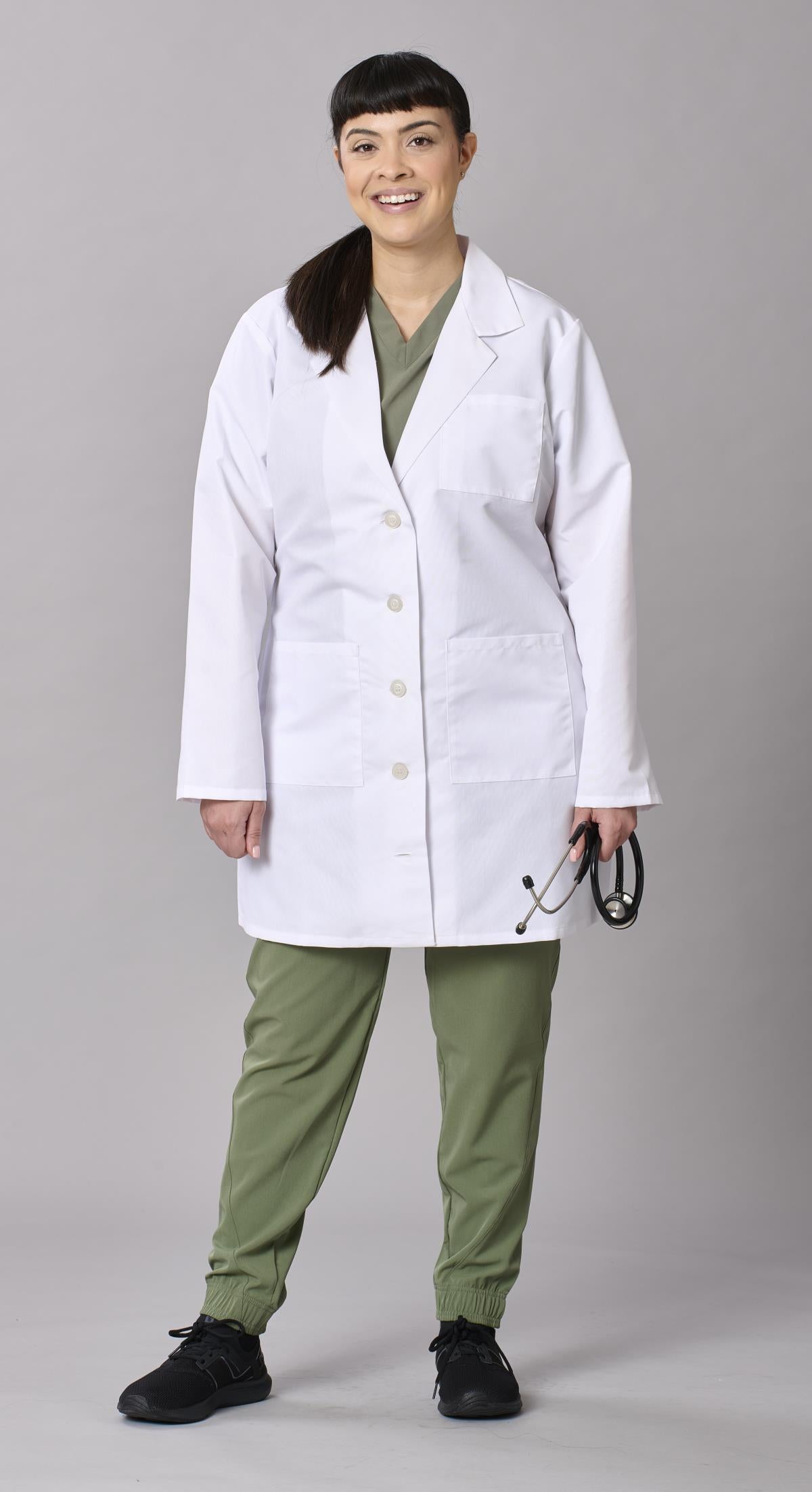Medline Propel Women's 4-Pocket Staff-Length Lab Coats