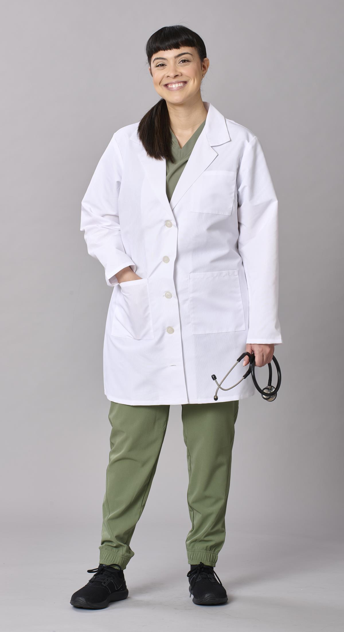 Medline Propel Women's 4-Pocket Staff-Length Lab Coats