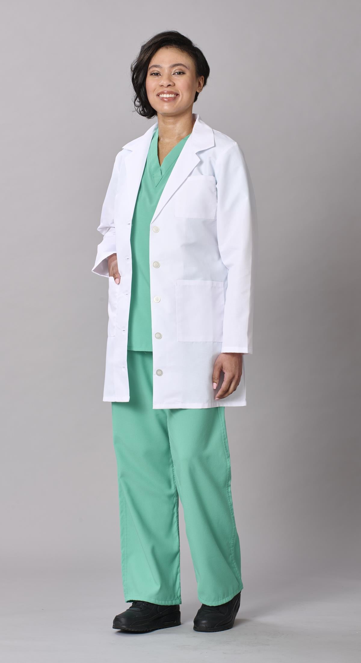 Medline Propel Women's 4-Pocket Staff-Length Lab Coats