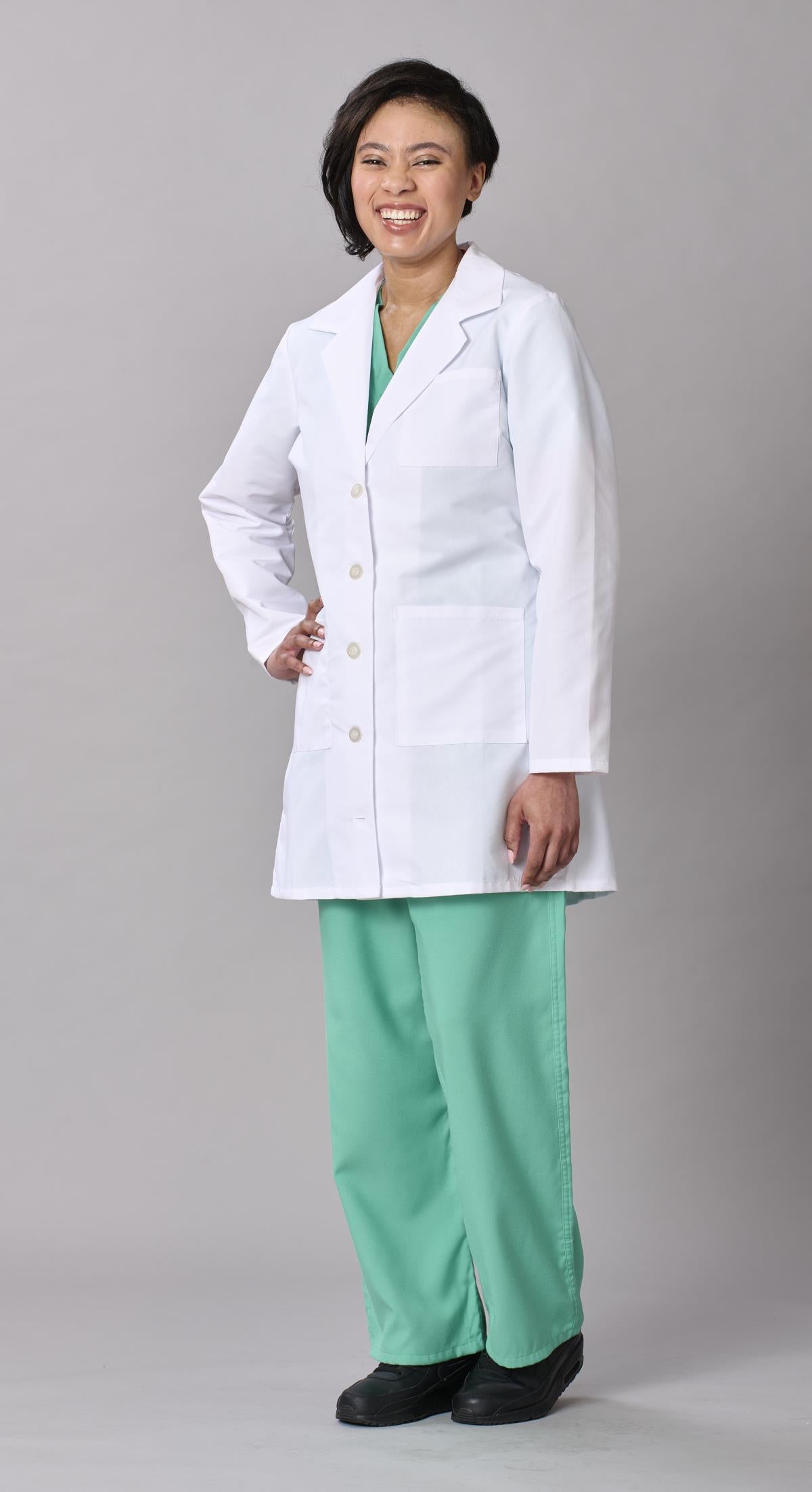 Medline Propel Women's 4-Pocket Staff-Length Lab Coats