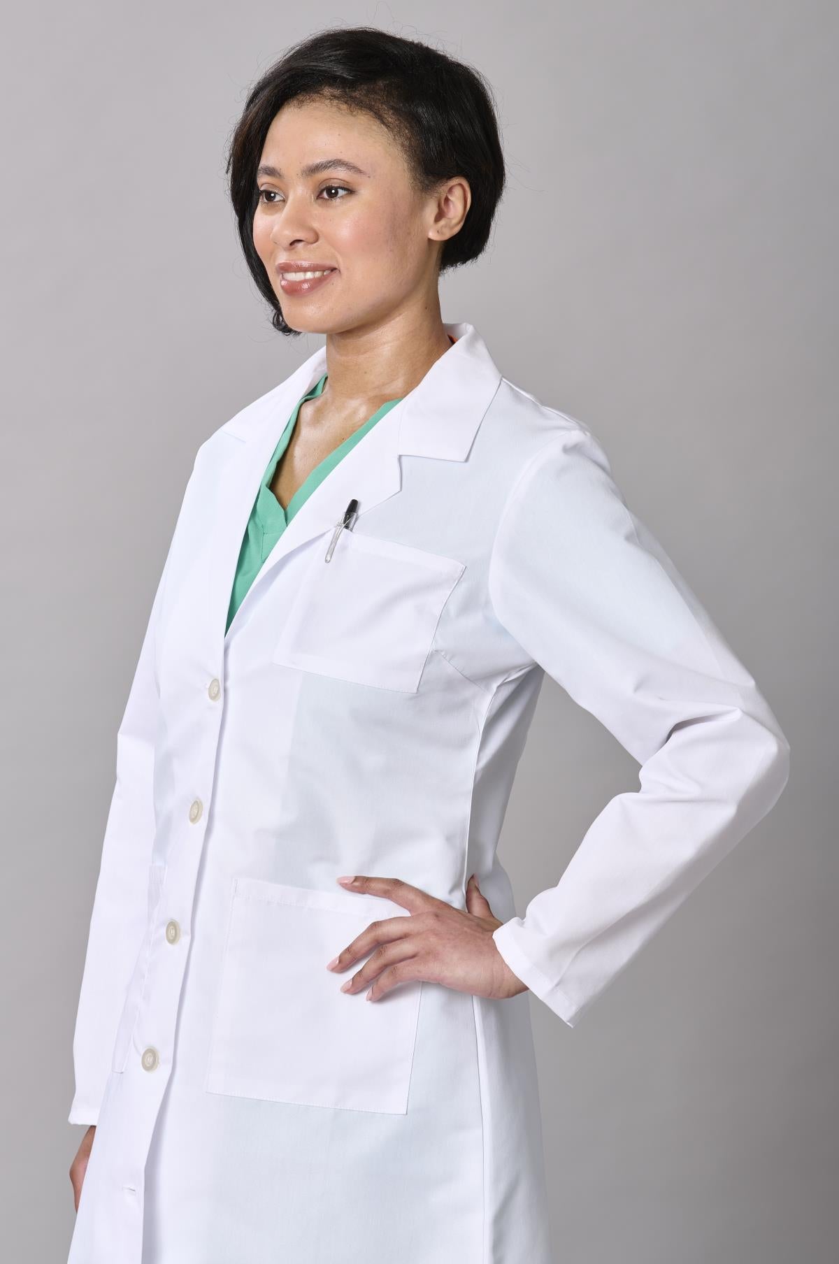 Medline Propel Women's 4-Pocket Staff-Length Lab Coats