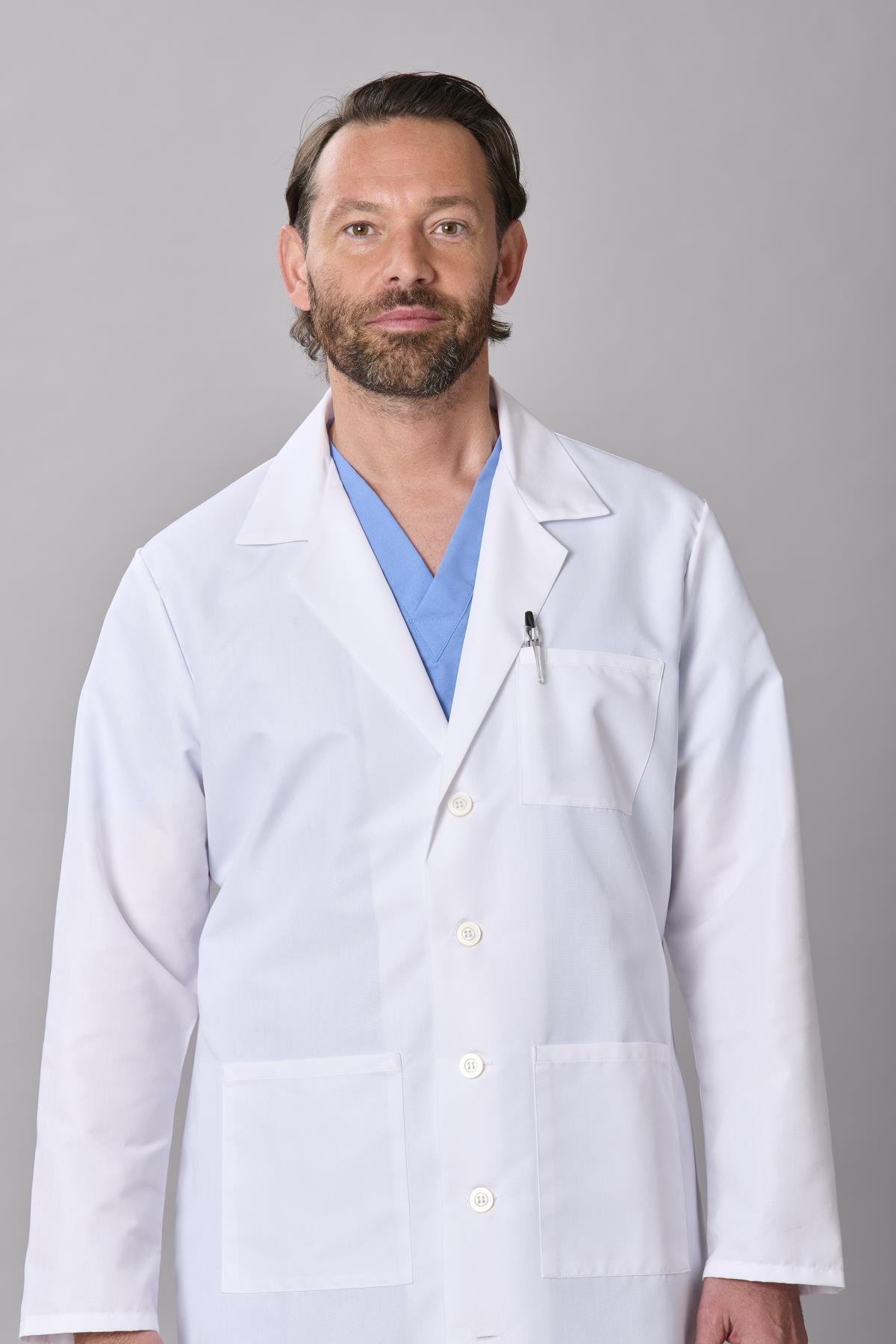 Medline Propel Men's 4-Pocket Staff-Length Lab Coats
