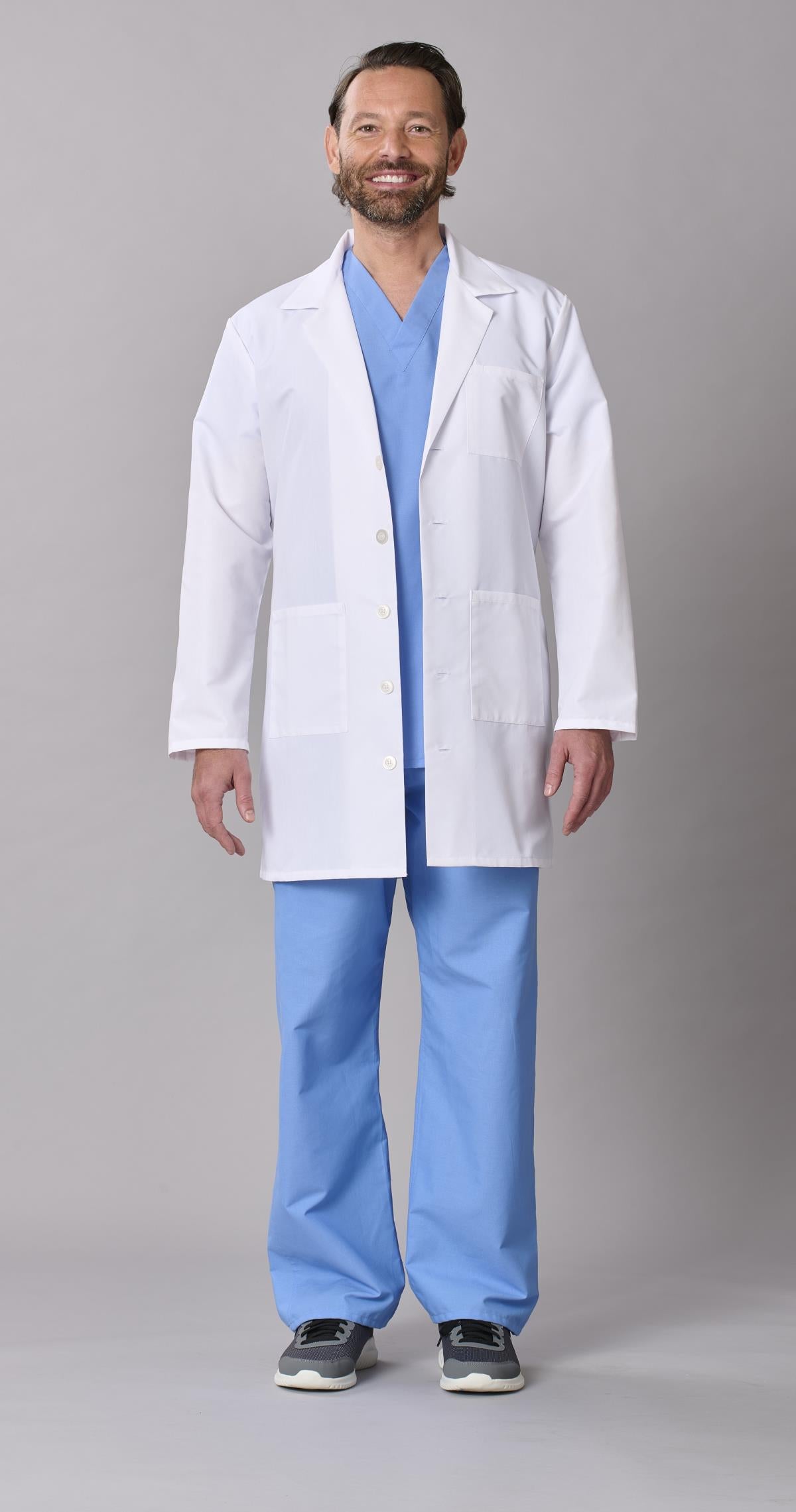 Medline Propel Men's 4-Pocket Staff-Length Lab Coats