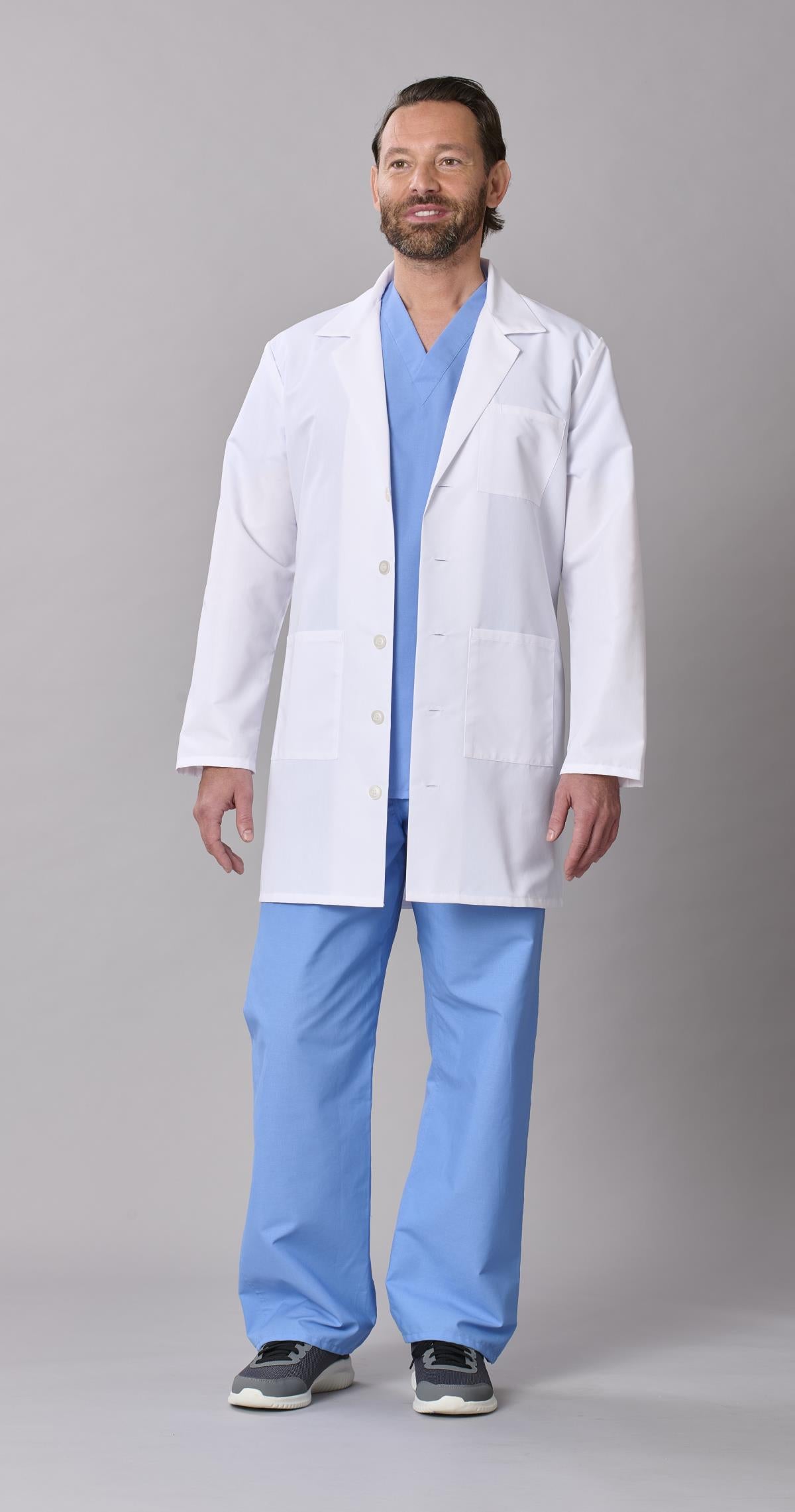Medline Propel Men's 4-Pocket Staff-Length Lab Coats