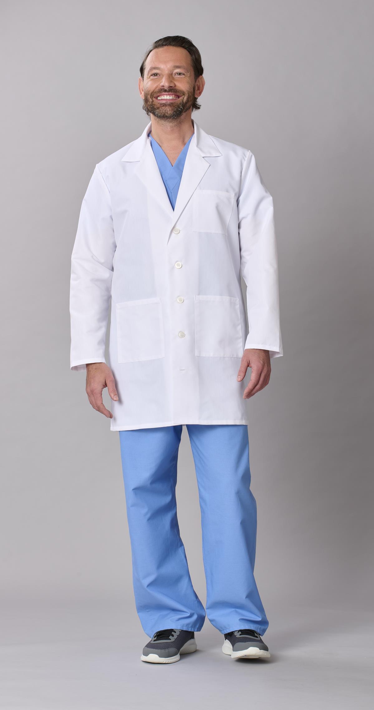 Medline Propel Men's 4-Pocket Staff-Length Lab Coats