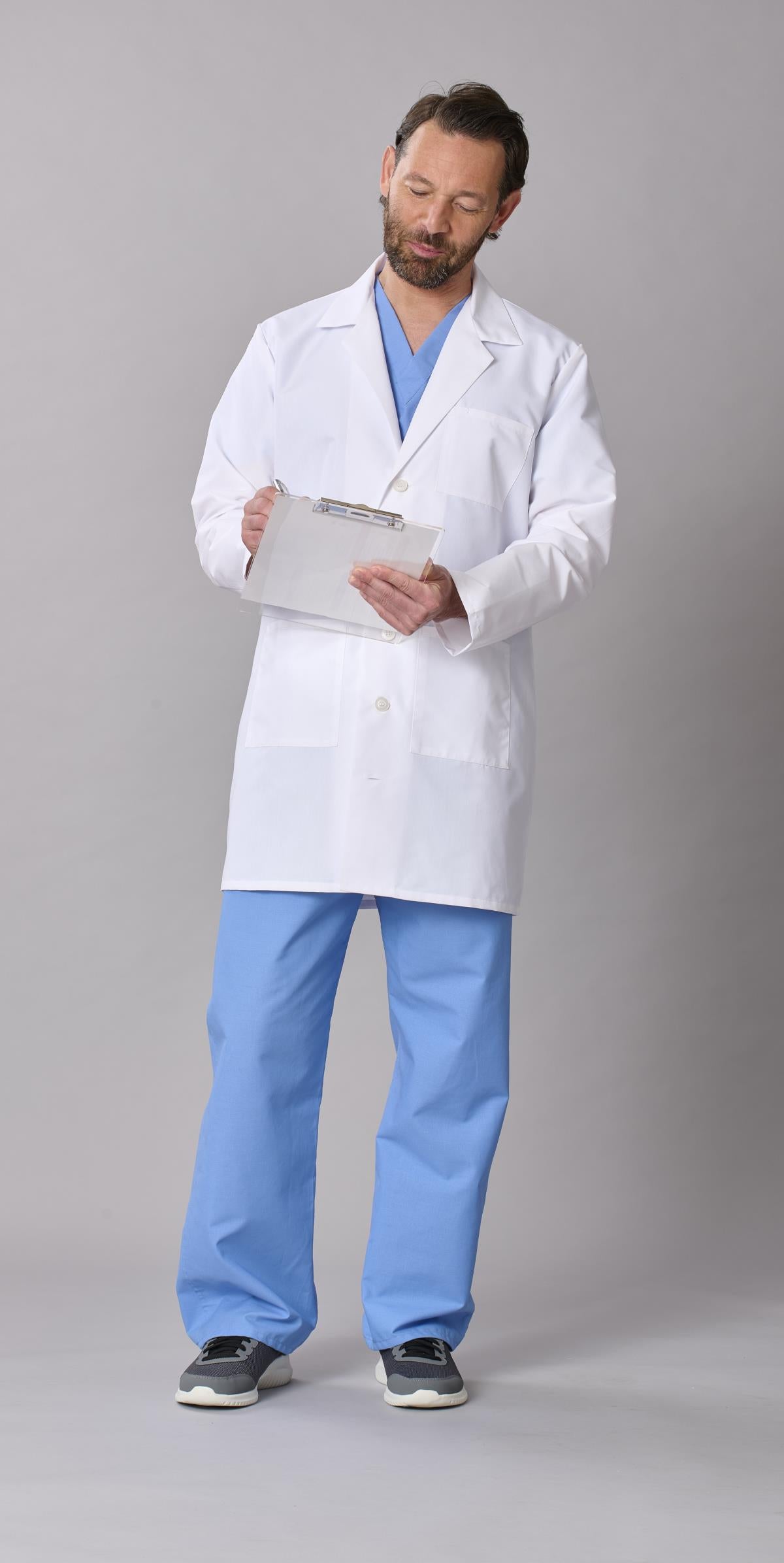 Medline Propel Men's 4-Pocket Staff-Length Lab Coats