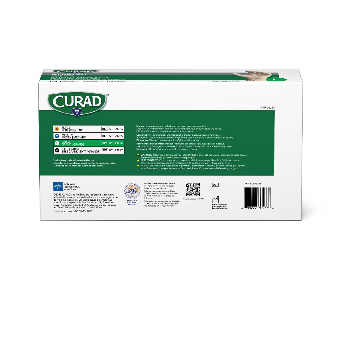 CURAD Stretch Vinyl Exam Gloves - CA Only