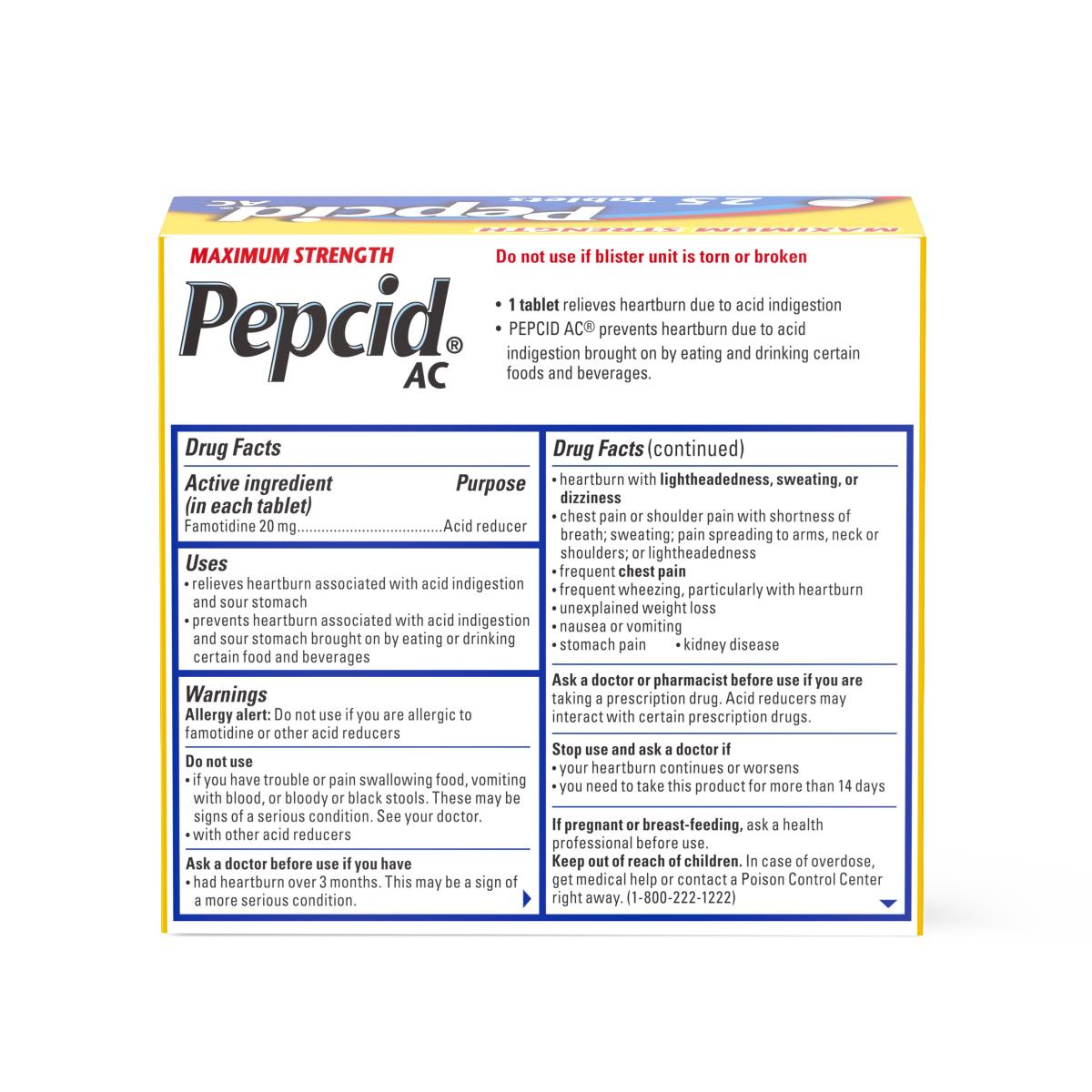 Pepcid AC Maximum Strength Famotidine Tablets