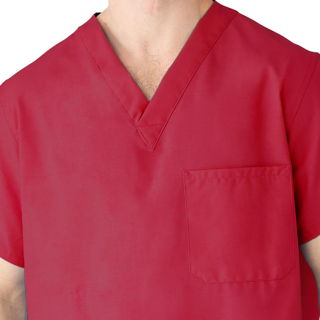 AngelStat Unisex Reversible Scrub Tops with Angelica CC - Raspberry (Style 610)