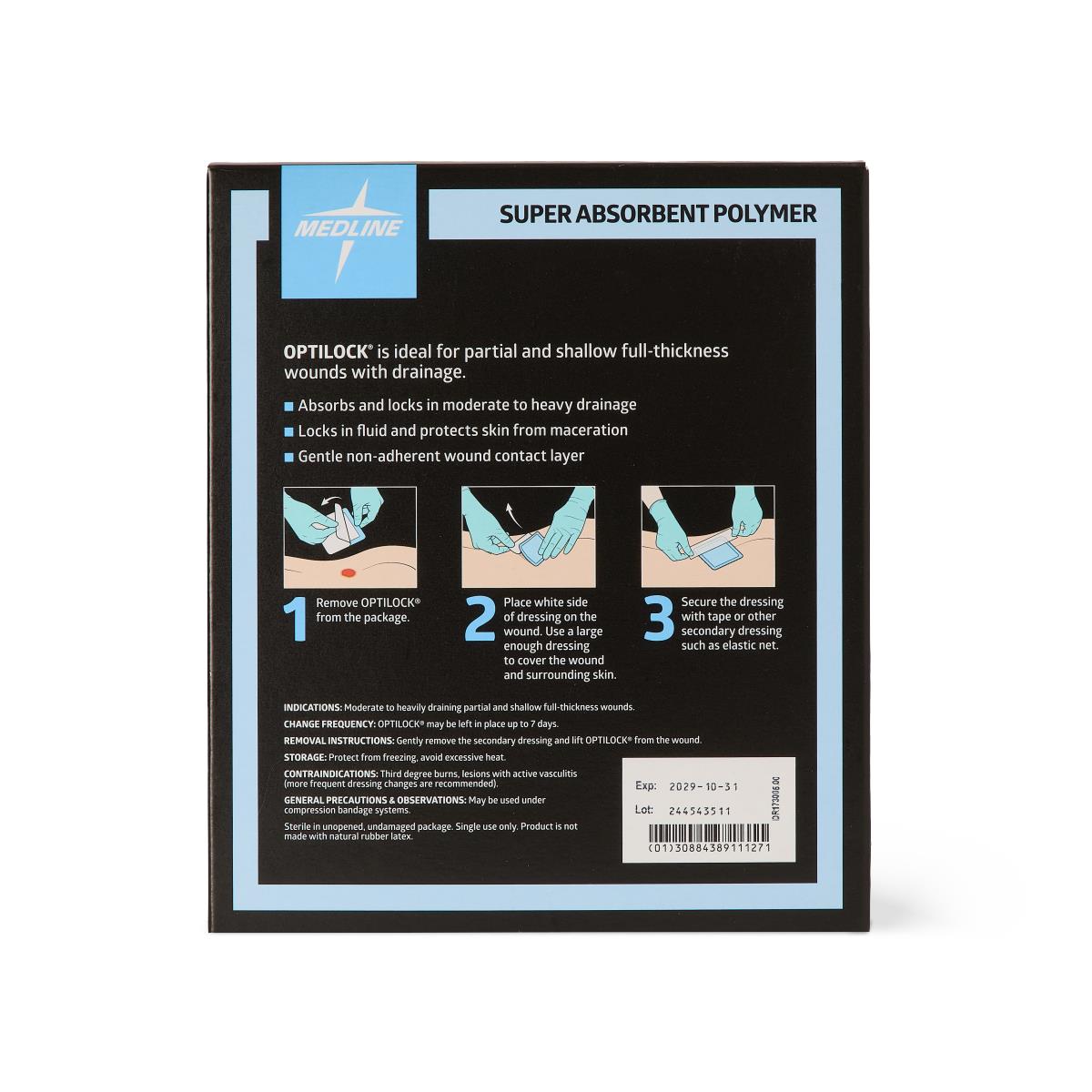 OptiLock Nonadhesive Super Absorbent Wound Dressings