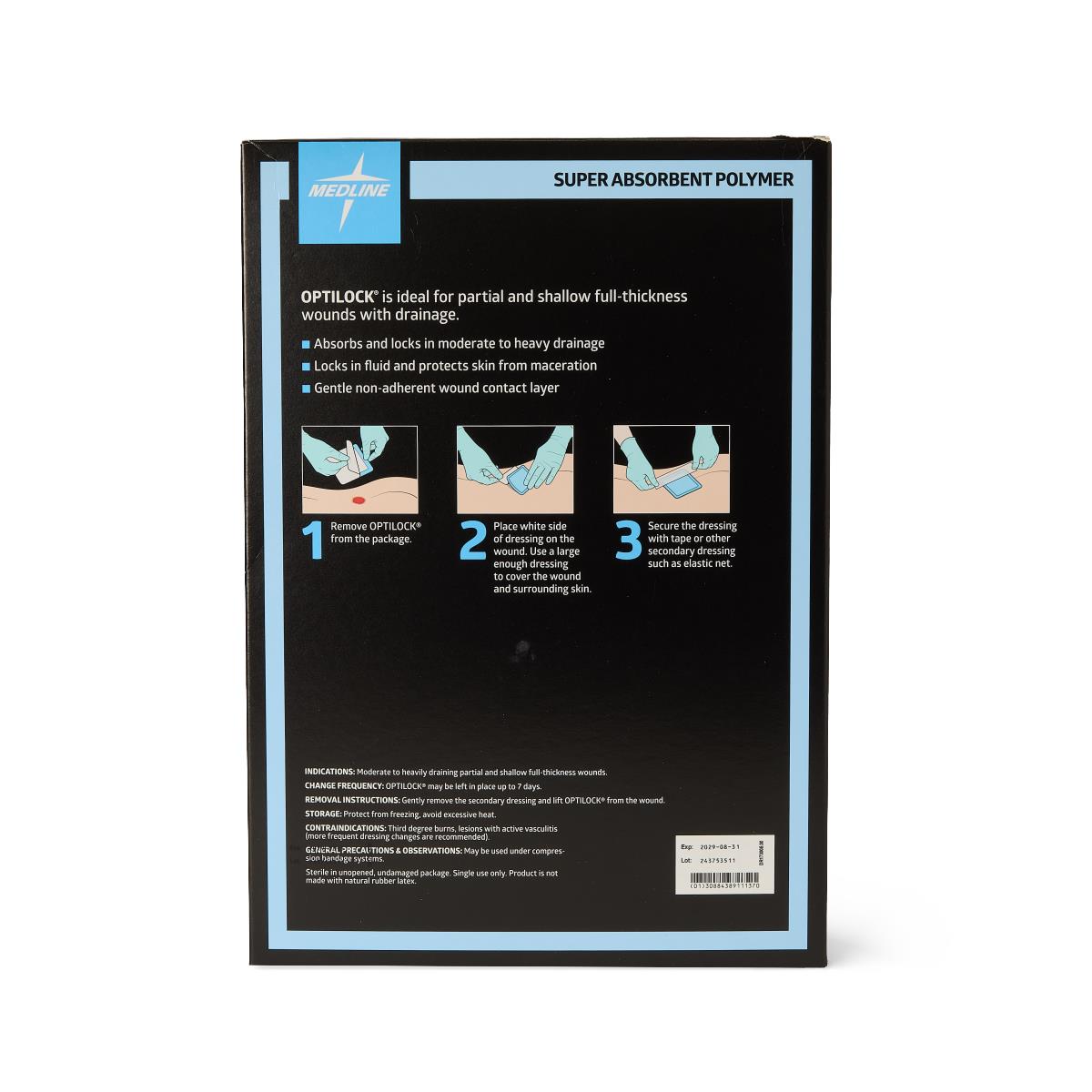 OptiLock Nonadhesive Super Absorbent Wound Dressings
