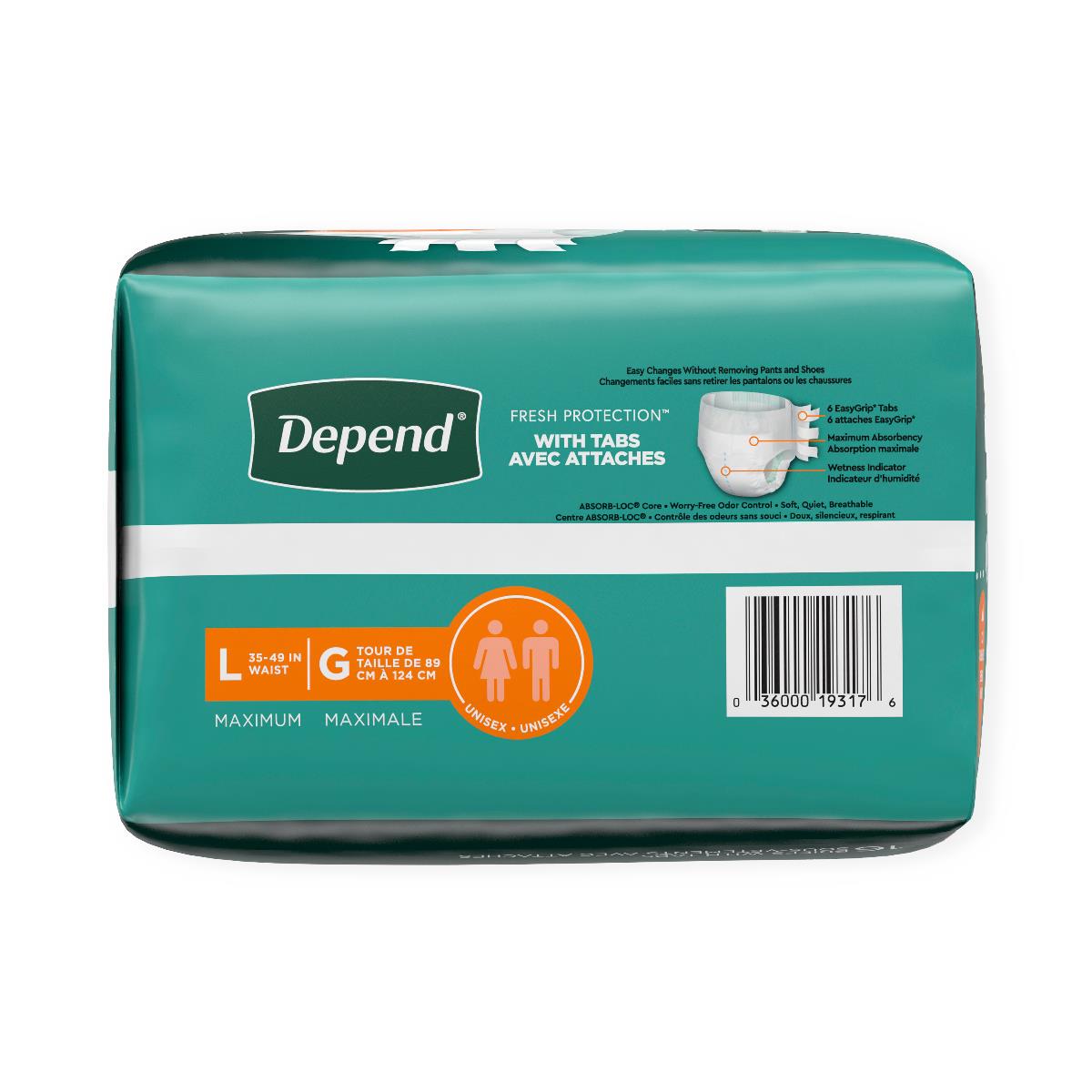 Depend Disposable Adult Incontinence Protection Briefs