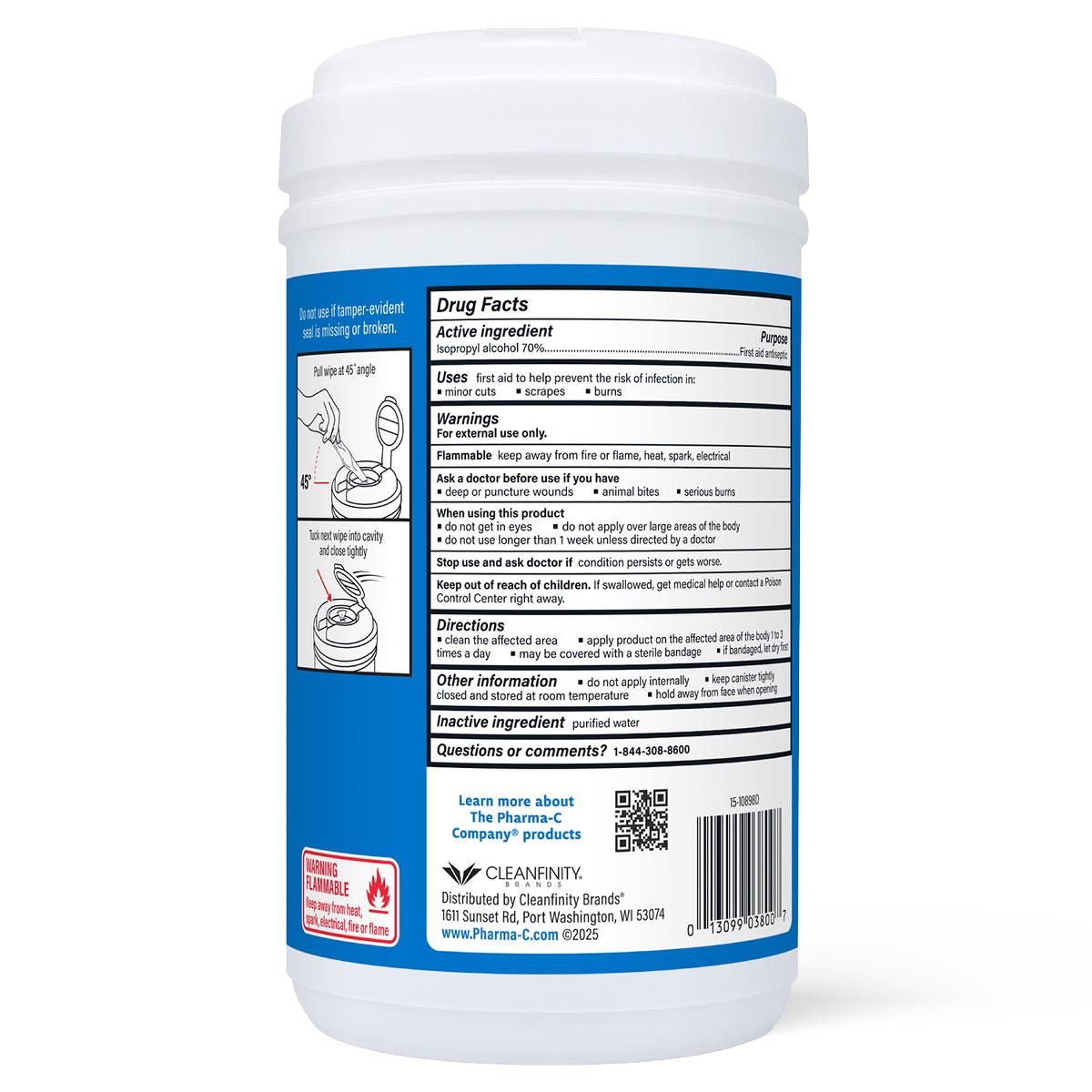 The Pharma-C Company 70% Isopropyl Alcohol First Aid Antiseptic Wipes, Value Size