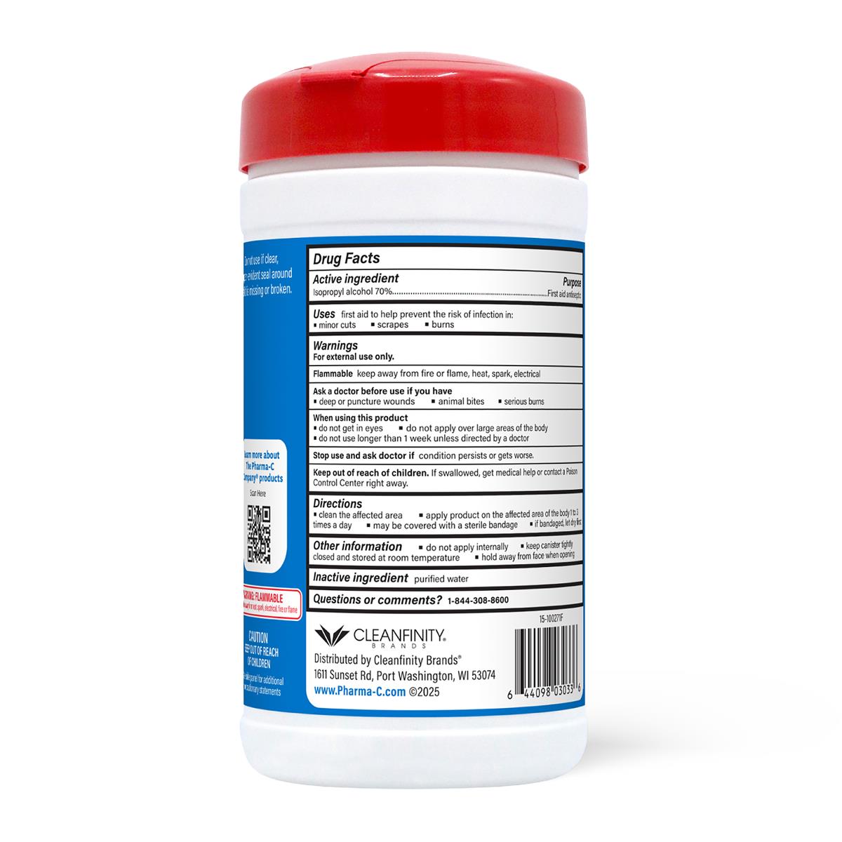 The Pharma-C Company 70% Isopropyl Alcohol First Aid Antiseptic Wipes, Value Size