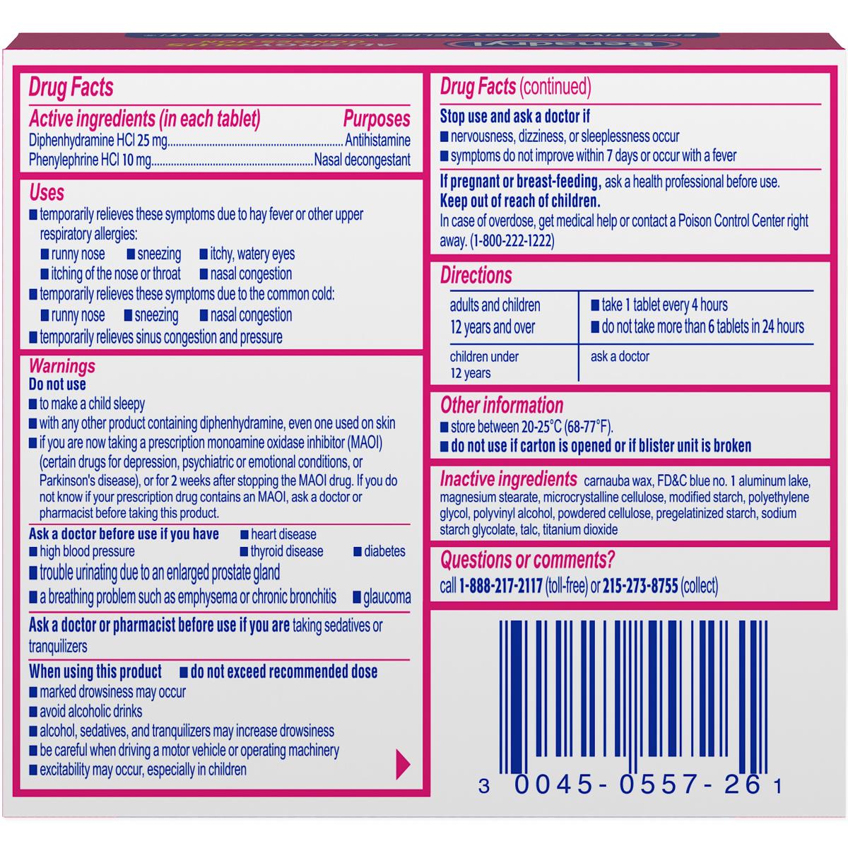 Benadryl Allergy Plus Congestion Ultratab Tablets