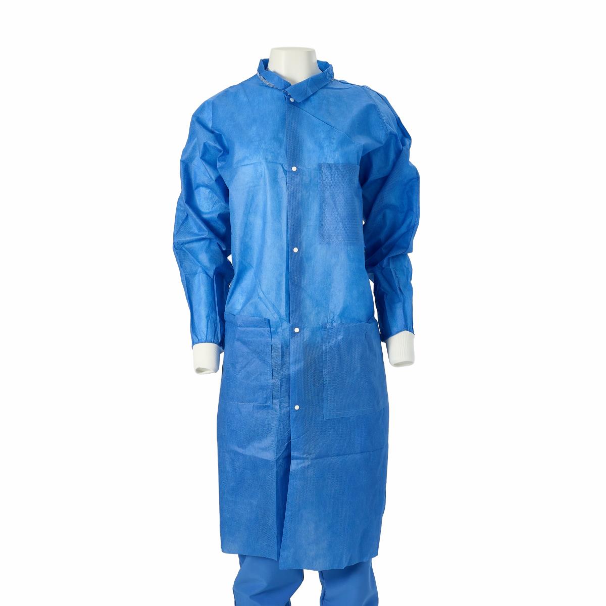 Medline Disposable Knit Cuff / Collar Multilayer SMS Lab Coats