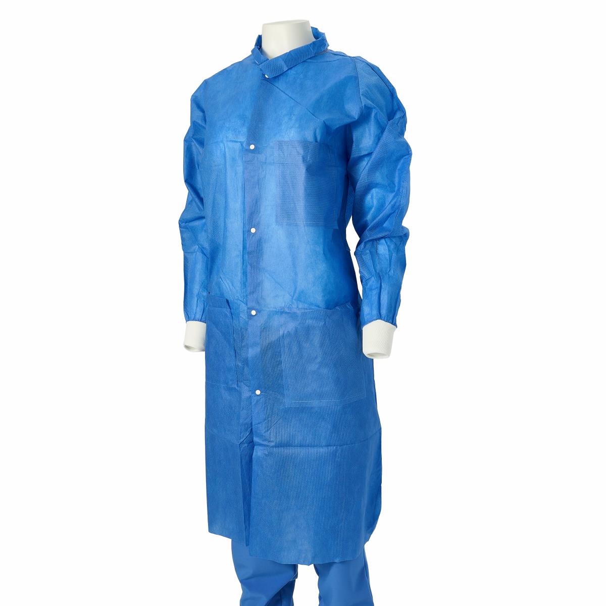 Medline Disposable Knit Cuff / Collar Multilayer SMS Lab Coats