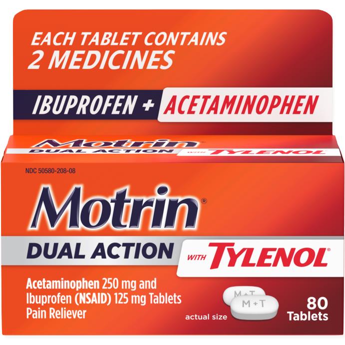 Motrin Dual Action With Tylenol Pain Reliever Tablets - BeHope