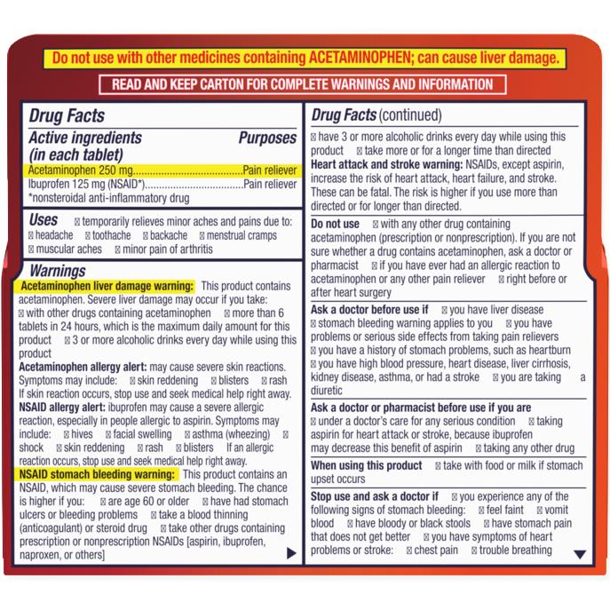 Motrin Dual Action With Tylenol Pain Reliever Tablets - BeHope